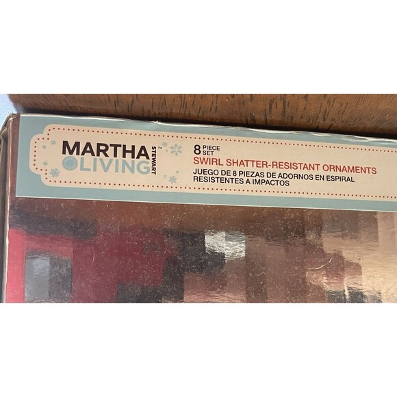 Martha Stewart Living Jumbo 8pc Ornament Set Blue Red Silver Glitter Christmas - Picture 3 of 14